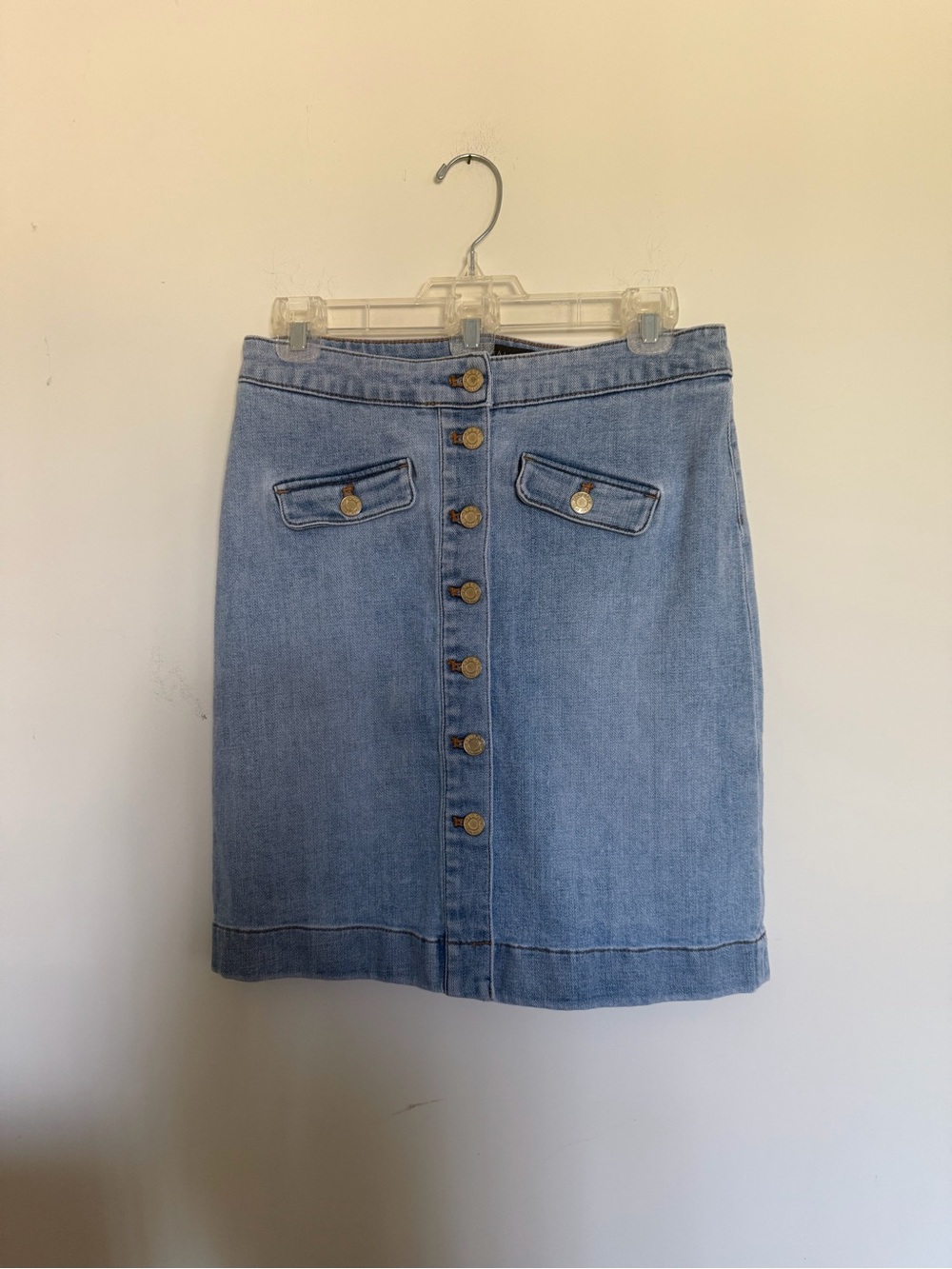 Talbots Light Blue Denim Button-Front Skirt